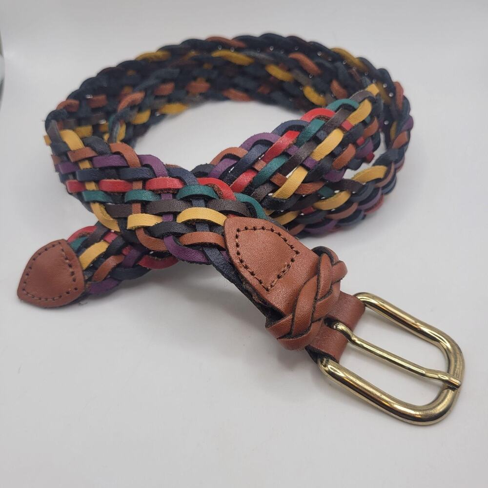 Vintage Capezio Belt Medium Colorful Braided Woven Rainbow Boho Hippie Festival